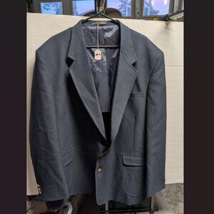 Vintage Towncraft Mens navy blue 2 button sport coat blazer jacket size 54L